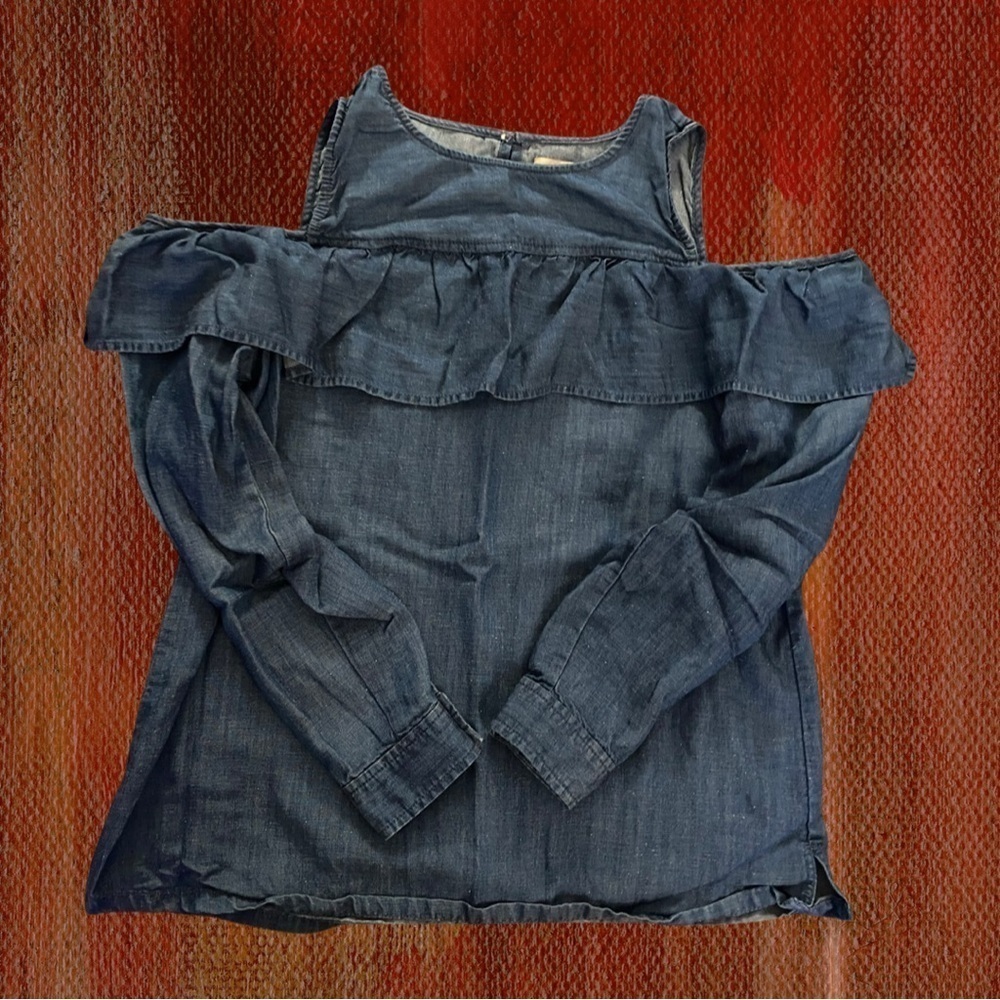 LOFT Women’s Peekaboo Sleeves Denim Shirt